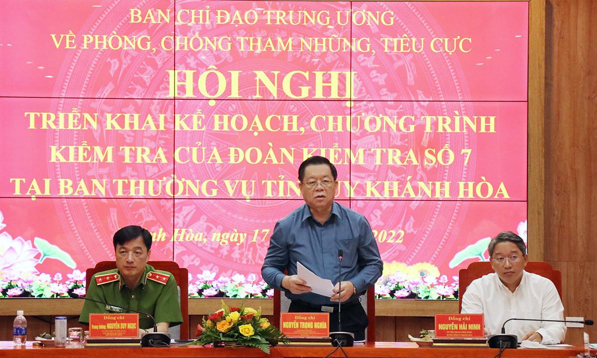Đoàn kiểm tra về phòng, chống tham nhũng của Trung ương làm việc tại Khánh Hòa