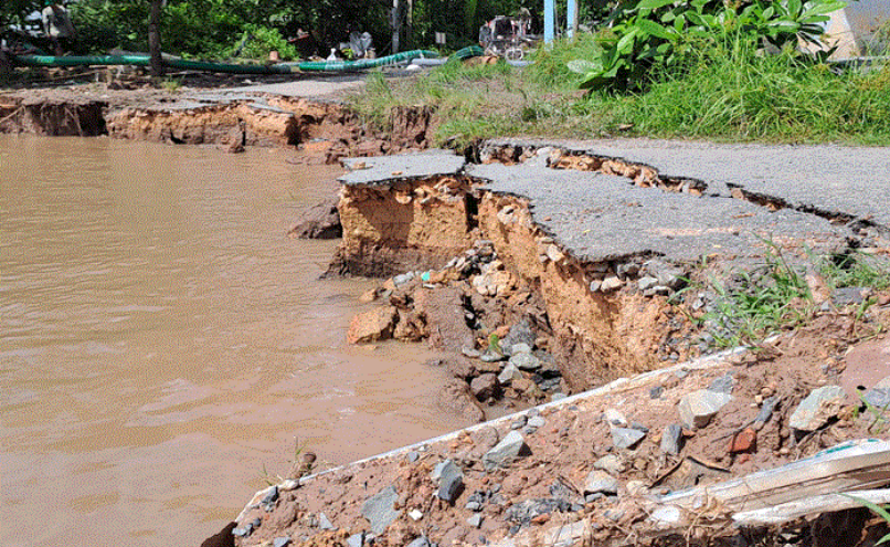 Vĩnh Long: Đầu tư 500 tỷ đồng gia cố sạt lở bờ sông Hàm Luông
