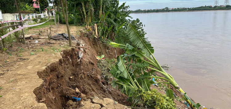 Hà Nội: Công bố tình huống khẩn cấp sạt lở bờ hữu sông Pheo