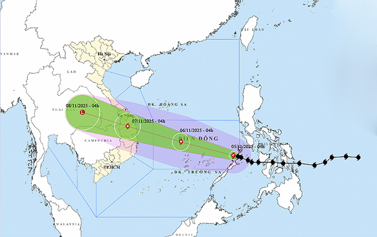 Thời tiết ngày 5/11: Bắc Bộ trời lạnh, trên biển bão Kalmaegi đi vào Biển Đông