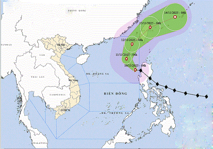 Thời tiết ngày 10/11: Bão Fung Wong chính thức vào Biển Đông trở thành cơn bão số 14