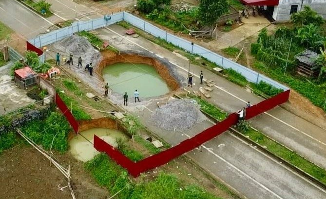 Thái Nguyên chi hơn 4 tỷ đồng lấp điểm sụt lún trên quốc lộ 3B