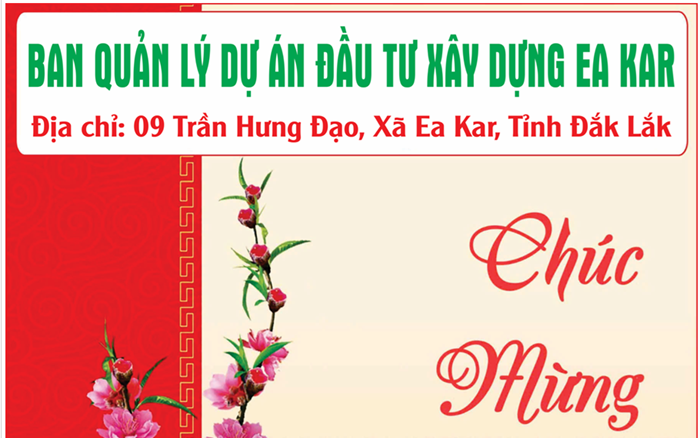 Ban Quản lý Dự án Đầu tư Xây dựng Ea Kar chúc mừng năm mới 2026