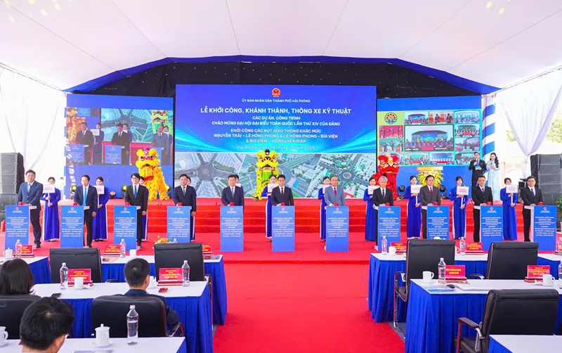Hải Phòng cùng cả nước khởi công, khánh thành loạt công trình trọng điểm chào mừng Đại hội Đảng toàn quốc lần thứ XIV