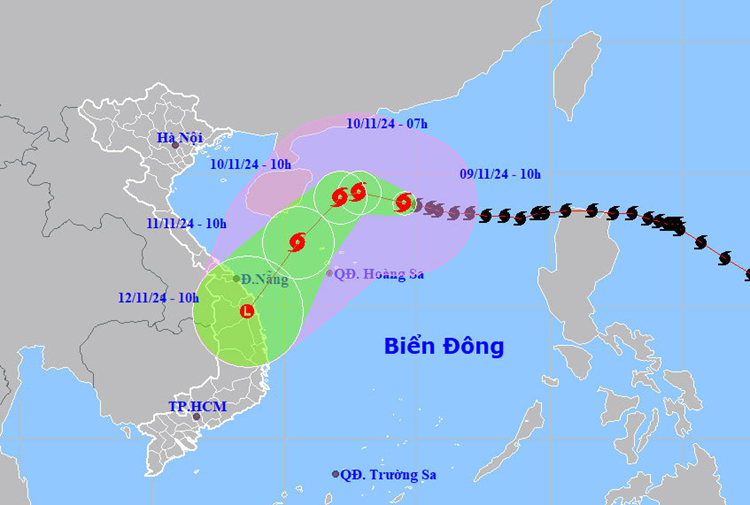 Bão Yinxing cách quần đảo Hoàng Sa khoảng 400km